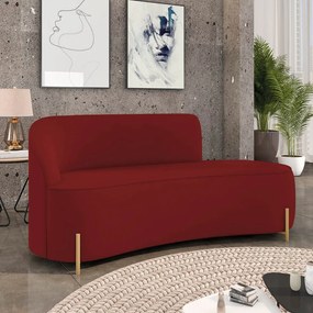 Sofá 3 Lugares Orgânico 180cm Pé Dourado Morgan Veludo D03 - D'Rossi - Marsala