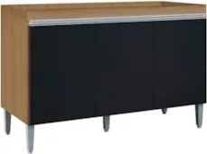 Balcão de Cozinha Para Pia 120cm Sem Tampo Manu Preto/Amêndoa - AJL Mó