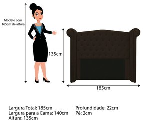 Kit Cabeceira e Calçadeira Veneza 140 cm Casal Corano Marrom - ADJ Decor