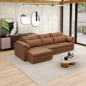 Sofá Retrátil Elétrico Sala de Estar Nolan Bipartido 297cm Conforto Premium em Couro Mel Manchado G58 - Gran Belo