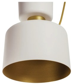 Pendente Cacharrel Ø19X39Cm 1Xe27 | Usina 16717/19 (DR-V / BT - Dourado Fosco / Branco Texturizado)
