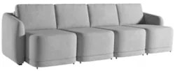 Sofá Cama Casal para Sala 356cm Polska Z08 Veludo Cinza - Mpozenato