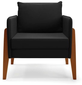 Poltrona Lana Suede Base de Madeira - D'Rossi - Preto