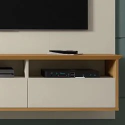 Painel Bancada Suspensa Para TV Até 60 Polegadas Trend Off White/Cinam