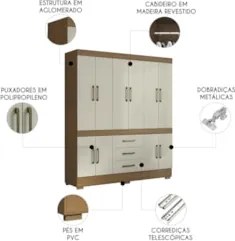 Guarda Roupa Casal 180cm 10 Portas Deno Atacama/Areia A15 - Mpozenato
