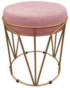 Kit 02 Puffs Multiuso com Mesa Babu 2 em 1 Suede Rose Base Dourado - D'Rossi