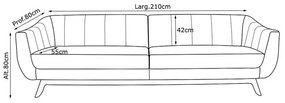 Sofá 3 Lugares Boomer 210cm PU Sintético Cinza G15 - Gran Belo
