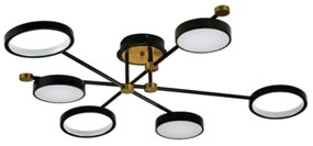 Plafon Signo 120X20Cm Led 36W 3000K Bivolt Preto / Champanhe - Usina I... (Preto / Champanhe)