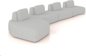 Sofá 4 Lugares Orgânico com Chaise e 3 Módulos Berlim Bouclê Cinza Claro K01 - D'Rossi