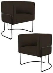 Kit 2 Poltronas Decorativas Base Aço Betina C-34 Sintético Marrom - Do