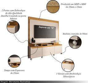 Home Estante Quantum 2 Portas em MDP/MDF para TV até 70 Polegadas Off White/Cinamomo G26 - Hb Móveis