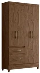 Guarda Roupa Solteiro 04 Portas Madri Castanho Wood - Moval