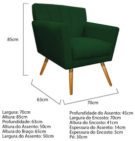 Poltrona Laura Pés Palito Mel Suede Verde - ADJ Decor