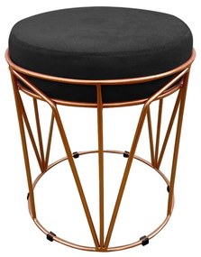 Puff Multiuso com Mesa Babu 2 em 1 Suede Preto Base Cobre - D'Rossi