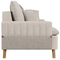 Sofá 180cm 3 Lugares com Almofadas Pés Curvos Veras Linho D05 Bege - M