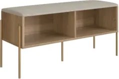 Banco Sapateira Estofada Para Quarto Pé Metal Arlo A10 Hanover/Dourado