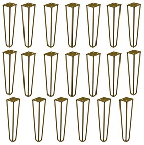 Kit 20 Pés de Metal 25 CM Hairpin Legs Rack e Puffs Dourado G41
