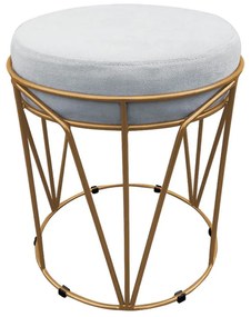Puff Multiuso com Mesa Babu 2 em 1 Suede Base Dourado D'Rossi - Cinza