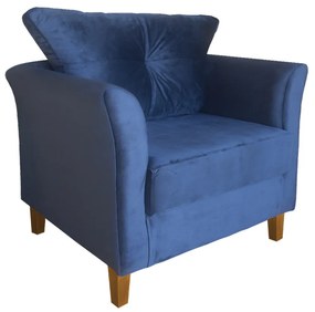 Poltrona Ibis Decorativa Suede Azul Marinho