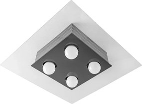 Plafon Sobrepor Quadrado Alumínio Acrílico Mônaco - PRETO