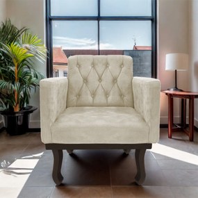 Poltrona Decorativa Classic Pés Luiz XV Linho - ADJ Decor