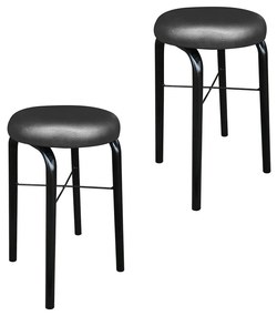 Kit 02 Banquetas Baixa Manu Corino Preto D'Rossi