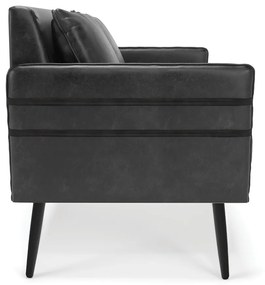 Namoradeira 02 Lugares Mari Corano Preto Pés Palito de Ferro - D'Rossi