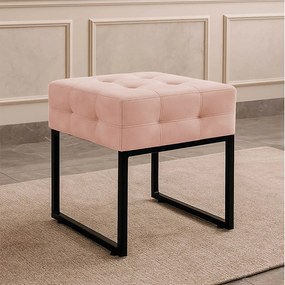 Puff Sala Decorativo Quadrado Industrial Elisa Veludo D03 - D'Rossi - Rose