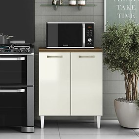 Balcão Cozinha com Tampo 70cm com 2 Portas Joana A09 - D'Rossi - Atacama e Off White