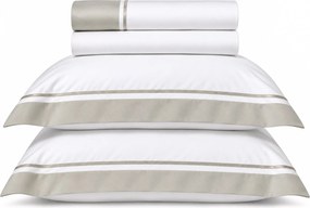 Jogo de Cama Literie Cetim 300 Fios Belmont Branco e Platino  King