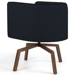 Poltrona Decorativa Giratória Base Ka Madeira Betina C-05 Corano Preto