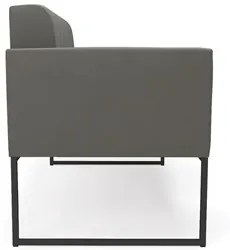 Sofá Namoradeira e 2 Poltronas Base Industrial Preto Ana Suede Grafite