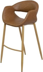 Banqueta Arles Assento Corino Caramelo Base Clara - 79398 Sun House