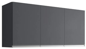 Armário Cozinha Aéreo 120cm 3 Portas Leticia A01 - D'Rossi - Cinza