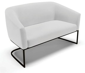 Sofá Namoradeira e 2 Poltronas Base Industrial Preto Stella Linho D03 - D'Rossi - A05 Cinza