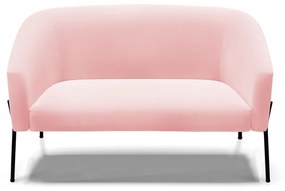 Sofá 2 Lugares Namoradeira Pé de Ferro Preto Stella Suede D03 - D'Rossi - Rosa Bebê