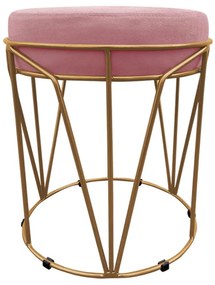 Puff Multiuso com Mesa Babu 2 em 1 Suede Base Dourado D'Rossi - Rose
