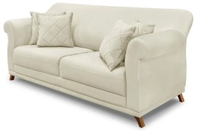 Sofá Decorativo 160cm 2 Lugares com 4 Almofadas Armstrong Veludo Bege G63 - Gran Belo