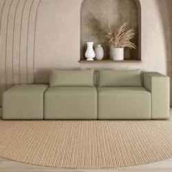 Sofá 5 Lugares 363cm Com Puff Esquerdo Fay Bouclê Bege Z55 - Mpozenato