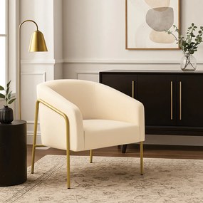 Poltrona Sala Industrial Alta Dourado Stella Veludo D03 - D'Rossi - Bege