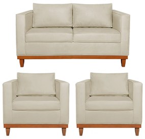 Kit Sofá 3 Lugares e 2 Poltronas Europa 180 cm Estilo Conforto e Elegância Suede - ADJ Decor