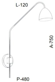 Arandela Haste Articulada Cúpula Aluminio 12X48X75Cm Metal 01Xe27 / Co... (PRETO)