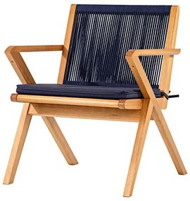 Poltrona Farol Corda e Assento Azul Verniz Mel - 73698 Sun House