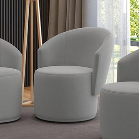 Poltrona Decorativa Orgânica Fixa para Sala Malu Suede M11 - D'Rossi - Cinza