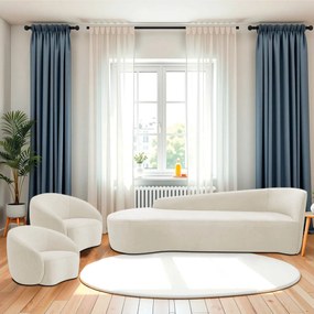 Kit Divã Recamier Orgânico França 250cm Lado Esquerdo e 2 Poltronas Amore Bouclé