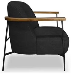 Poltrona para Sala Pés Metálicos Ellen S06 Boucle Preto - Mpozenato