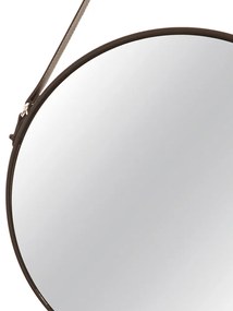 Espelho Adnet Redondo Preto Com Alça de Couro 57,5x36 Cm - D'Rossi