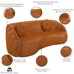 Sofá Decorativo com Almofadas 4 Lugares 318cm Tressê Zion Z32 Sintétic