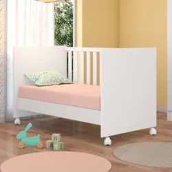 Berço Americano Mini Cama Com Rodízios Doce Sonho Branco - Qmovi