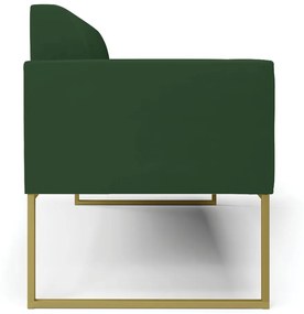Sofá Namoradeira Base Industrial Dourado Marisa Veludo D03 - D'Rossi - Verde
